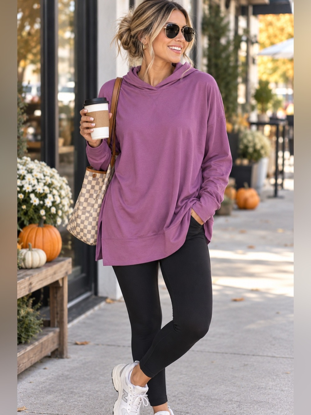 Cozy Oversized Hooded Pullover in Mauve. B2